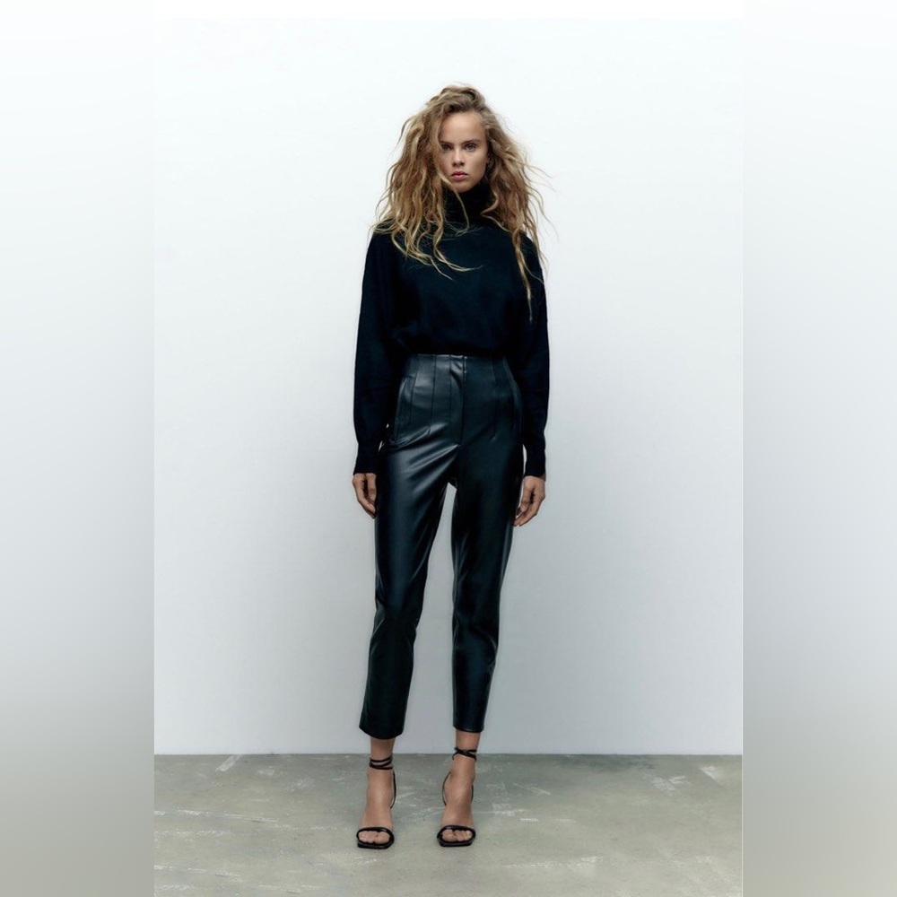 ZARA High Waist Faux Leather Trousers